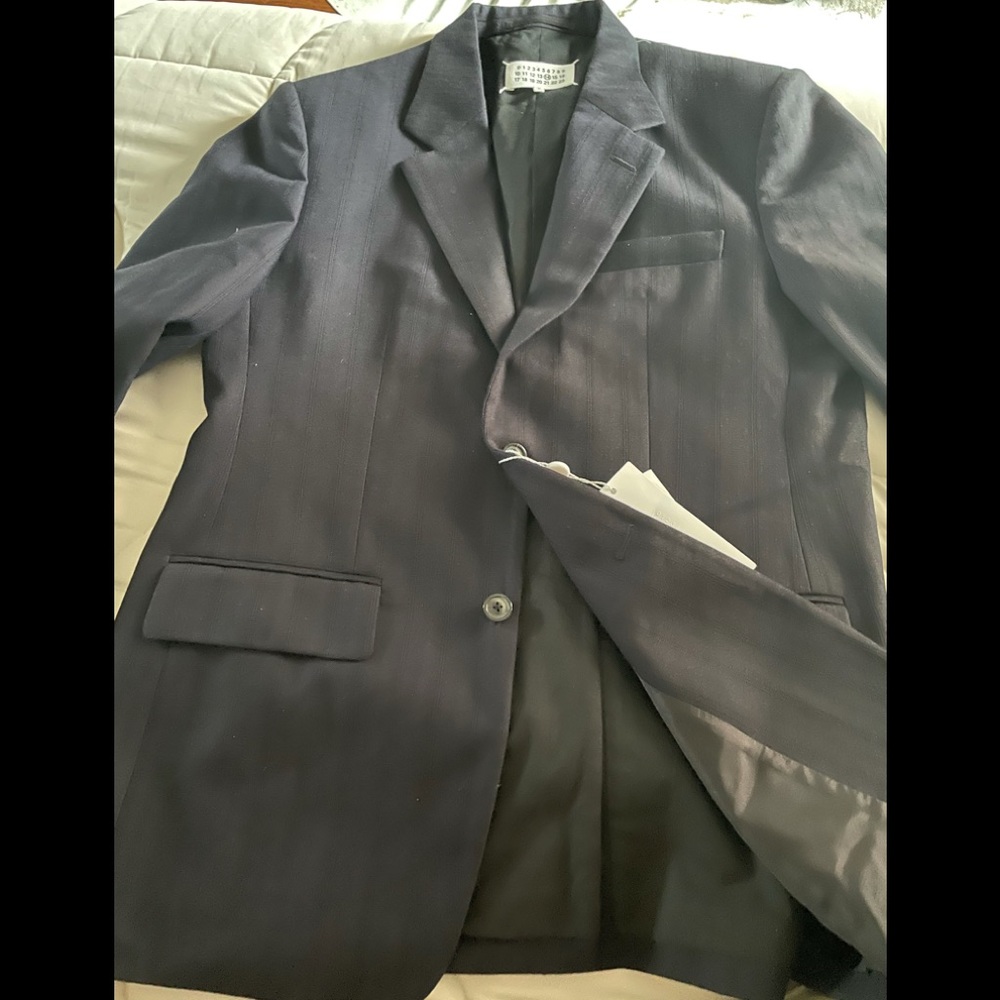 Maison Margiela Mens Pinstripe Wool Cotton Jacket - Picture 2 of 10